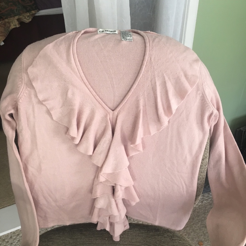 Ruffled blush colored sweater